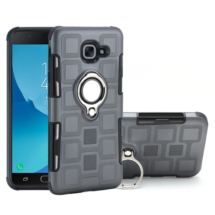

For Galaxy J7 Max 2 In 1 Cube PC + TPU Protective Case with 360 Degrees Rotate Silver Ring Holder(Grey)