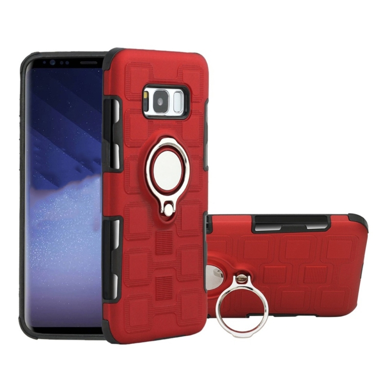 

For Galaxy S8+ 2 In 1 Cube PC + TPU Protective Case with 360 Degrees Rotate Silver Ring Holder(Red)