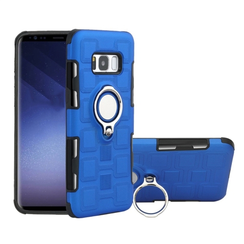 

For Galaxy S8 2 In 1 Cube PC + TPU Protective Case with 360 Degrees Rotate Silver Ring Holder(Blue)