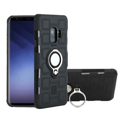 

For Galaxy S9 2 In 1 Cube PC + TPU Protective Case with 360 Degrees Rotate Silver Ring Holder(Black)