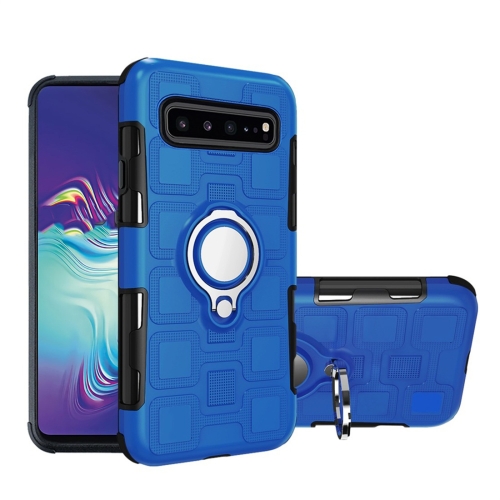 

For Galaxy S10 5G 2 In 1 Cube PC + TPU Protective Case with 360 Degrees Rotate Silver Ring Holder(Blue)