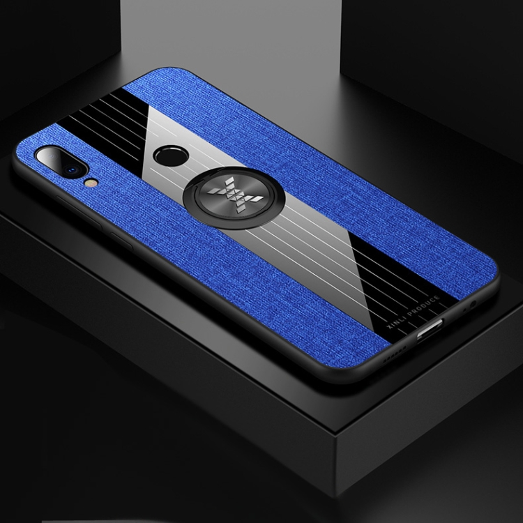 

For Meizu Note 9 XINLI Stitching Cloth Textue Shockproof TPU Protective Case with Ring Holder(Blue)