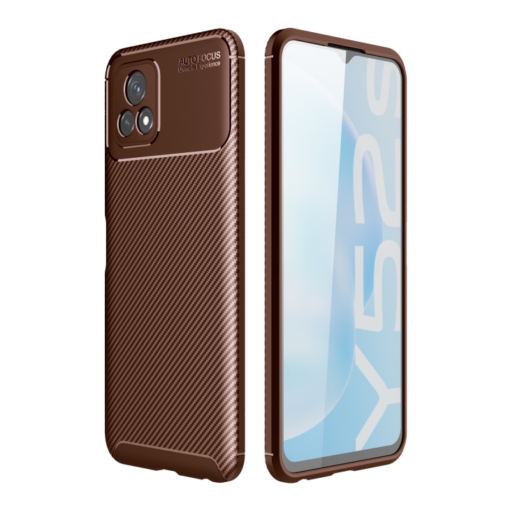 

For vivo Y52s Carbon Fiber Texture Shockproof TPU Case(Brown)