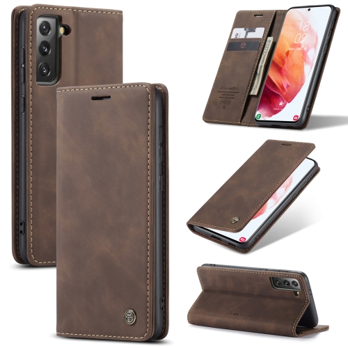 

For Samsung Galaxy S21+ 5G CaseMe 013 Multifunctional Horizontal Flip Leather Case with Holder & Card Slot & Wallet(Coffee)