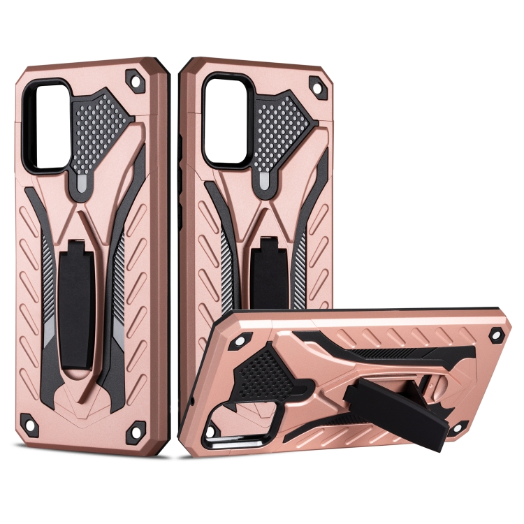 

For Samsung Galaxy A02s (US Version) Shockproof TPU + PC Protective Case with Holder(Rose Gold)