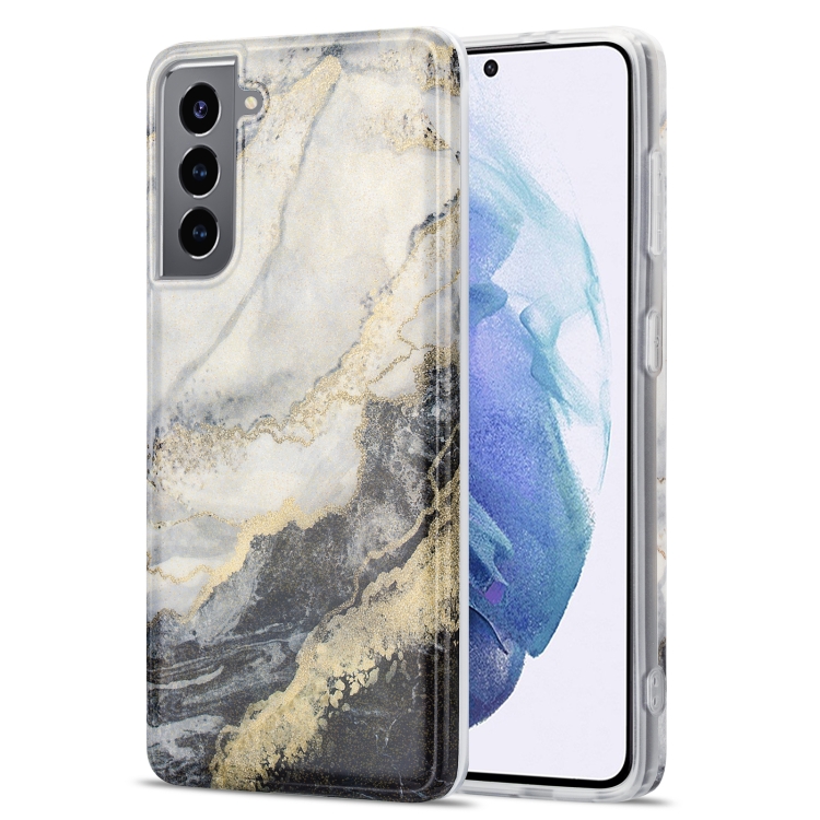 

For Samsung Galaxy S21 5G TPU Gilt Marble Pattern Protective Case(Black Grey)