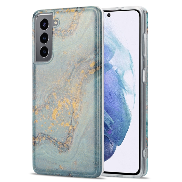 

For Samsung Galaxy S21 5G TPU Gilt Marble Pattern Protective Case(Light Blue)