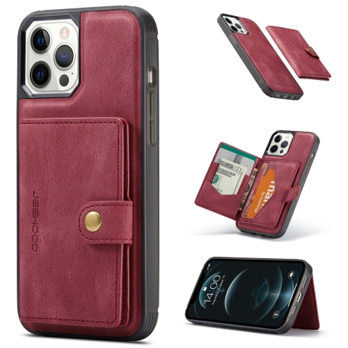 

JEEHOOD Retro Magnetic Detachable Protective Case with Wallet & Card Slot & Holder For iPhone 12 mini(Red)