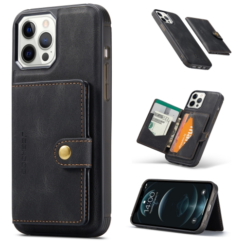 

JEEHOOD Retro Magnetic Detachable Protective Case with Wallet & Card Slot & Holder For iPhone 12 / 12 Pro(Black)