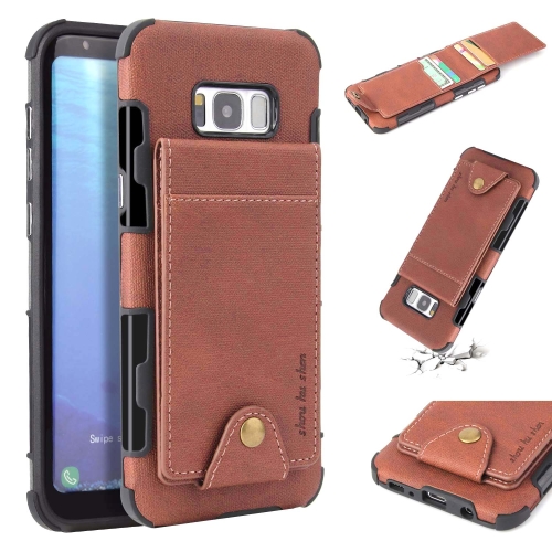 

For Galaxy S8+ Cloth Texture + TPU Shockproof Protective Case with Vertical Flip Card Slots(Brown)