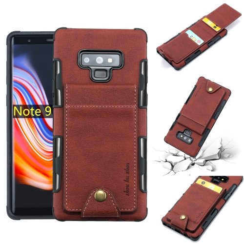 

For Galaxy Note 9 Cloth Texture + TPU Shockproof Protective Case with Vertical Flip Card Slots(Brown)