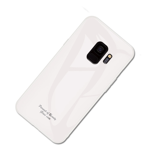 

For Galaxy S9+ Macaron Glass + TPU Case(White)