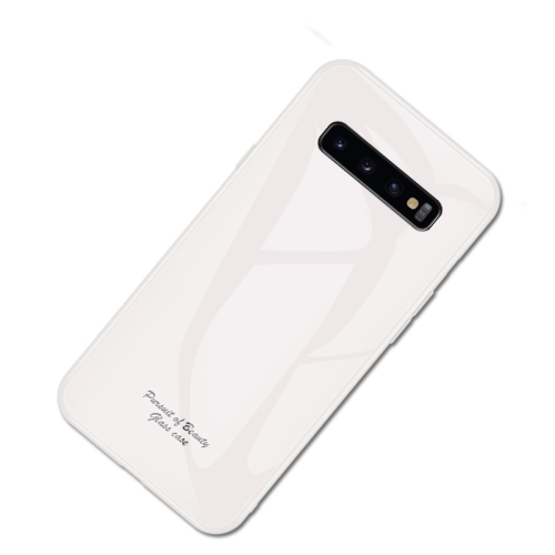 

For Galaxy S10+ Macaron Glass + TPU Case(White)