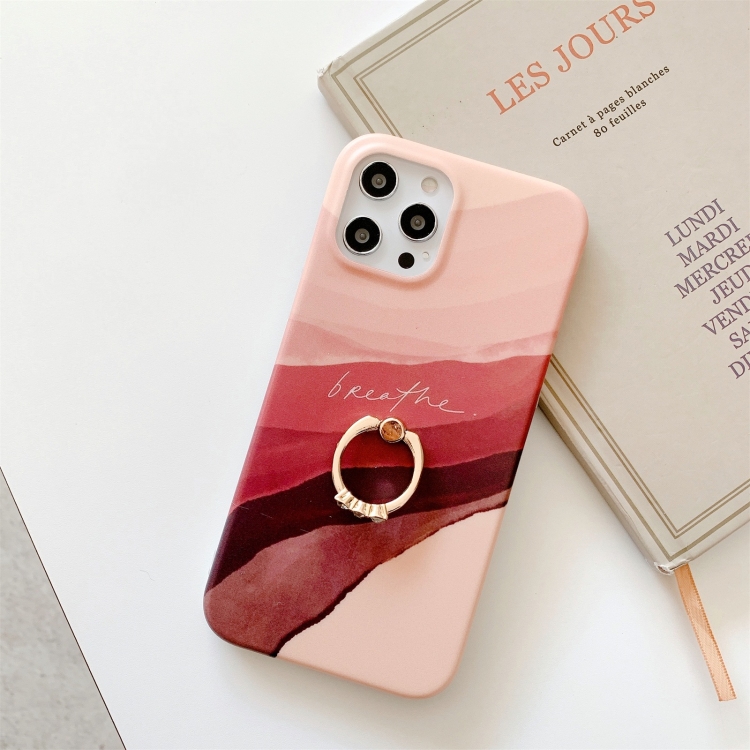 

Watercolor Painting Series Half Coverage IMD Workmanship Protective Case with Ring Holder For iPhone 12 mini(DX-52)