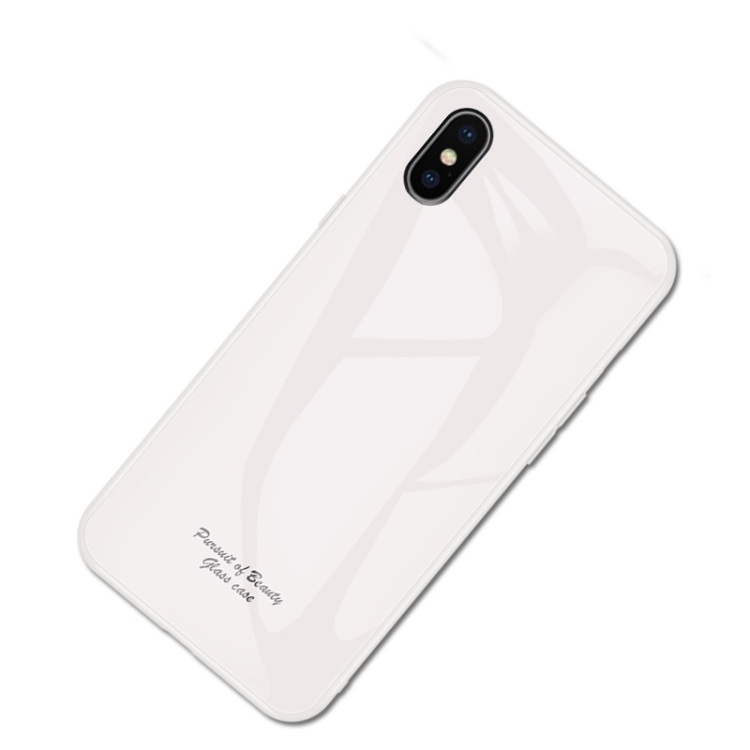 

For iPhone XS Max Macaron Glass + TPU Case(White)