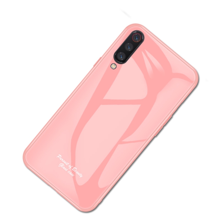 

For Xiaomi Mi 9 Macaron Glass + TPU Case(Pink)