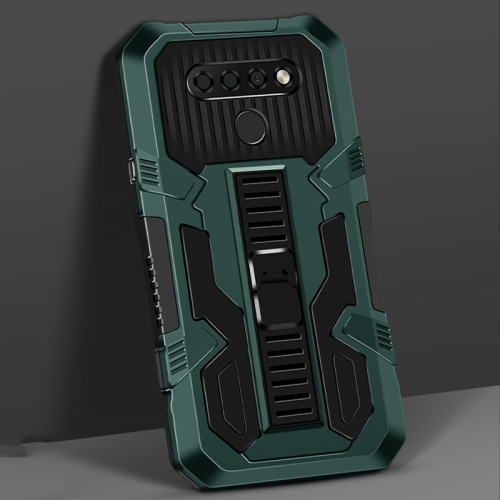

For LG Stylo 6 Vanguard Warrior All Inclusive Double-color Shockproof TPU + PC Protective Case with Holder(Graphite Green)
