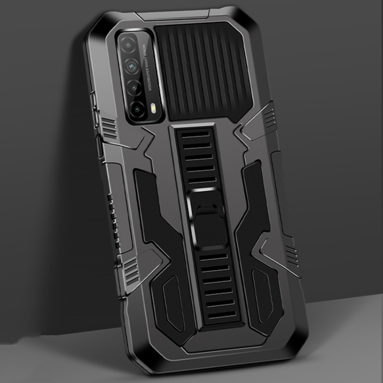 

For Huawei Y7a / P Smart 2021 Vanguard Warrior All Inclusive Double-color Shockproof TPU + PC Protective Case with Holder(Black)
