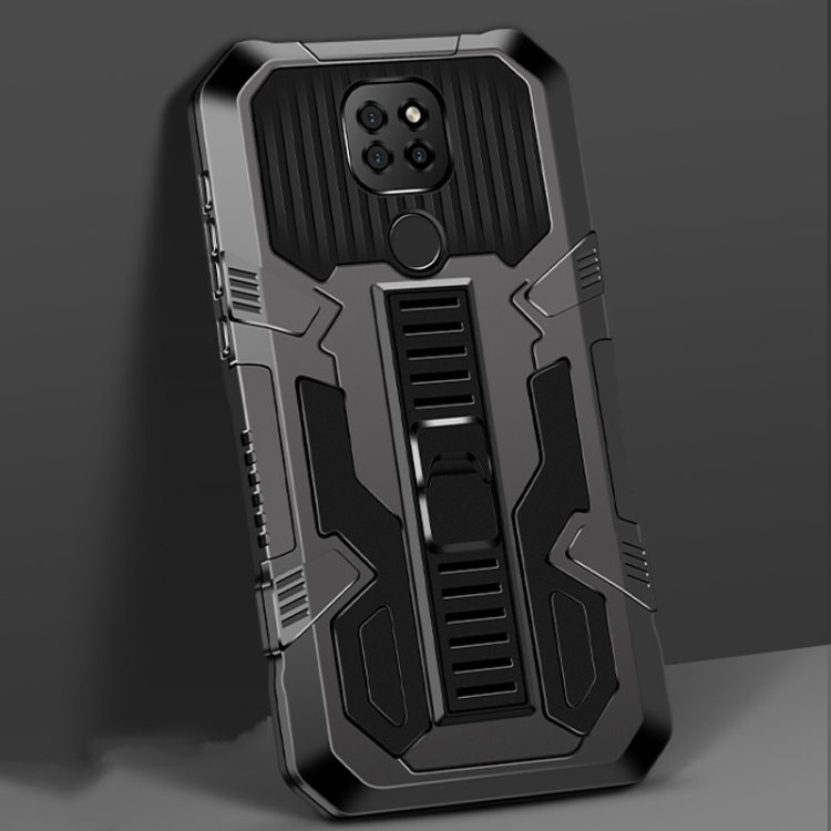 

For Motorola Moto G9 Play Vanguard Warrior All Inclusive Double-color Shockproof TPU + PC Protective Case with Holder(Black)