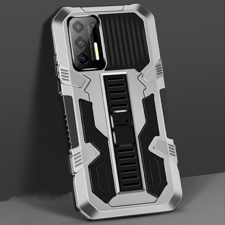 

For Motorola Moto G9 Plus Vanguard Warrior All Inclusive Double-color Shockproof TPU + PC Protective Case with Holder(Silver White)