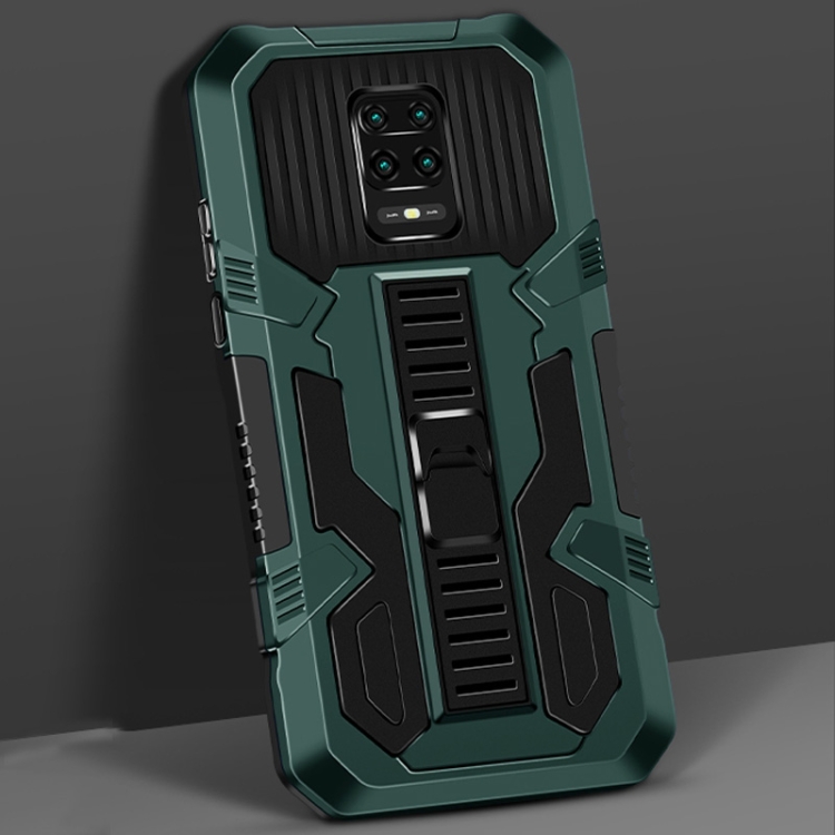 

For Xiaomi Redmi Note 9S Vanguard Warrior All Inclusive Double-color Shockproof TPU + PC Protective Case with Holder(Graphite Green)