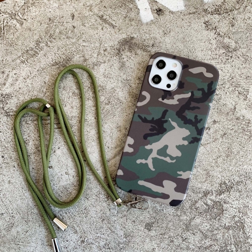 

Camouflage Pattern IMD Shockproof TPU Protective Case with Lanyard For iPhone 12 Pro Max(ERDL)