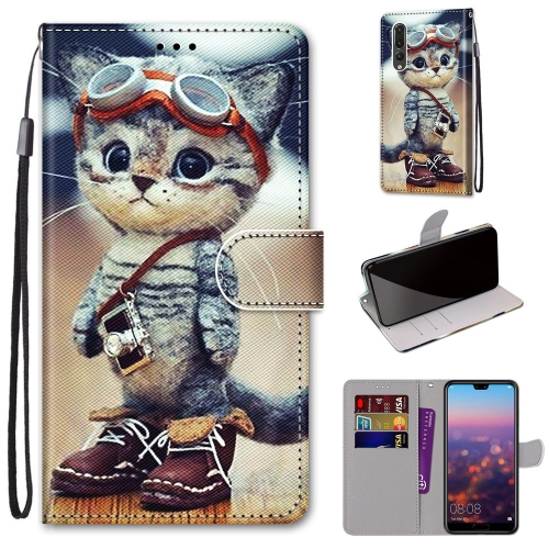 

For Huawei P20 Pro Coloured Drawing Cross Texture Horizontal Flip PU Leather Case with Holder & Card Slots & Wallet & Lanyard(Leather Shoes Cat)