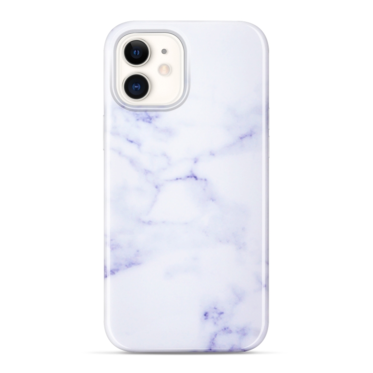 

Glossy Marble Texture Soft Protective Case For iPhone 12 mini(Purple and White)