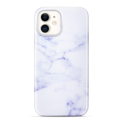 

Glossy Marble Texture Soft Protective Case For iPhone 12(Purple and White)