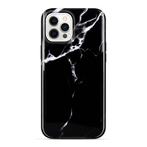 

Glossy Marble Texture Soft Protective Case For iPhone 12 Pro(New Black)