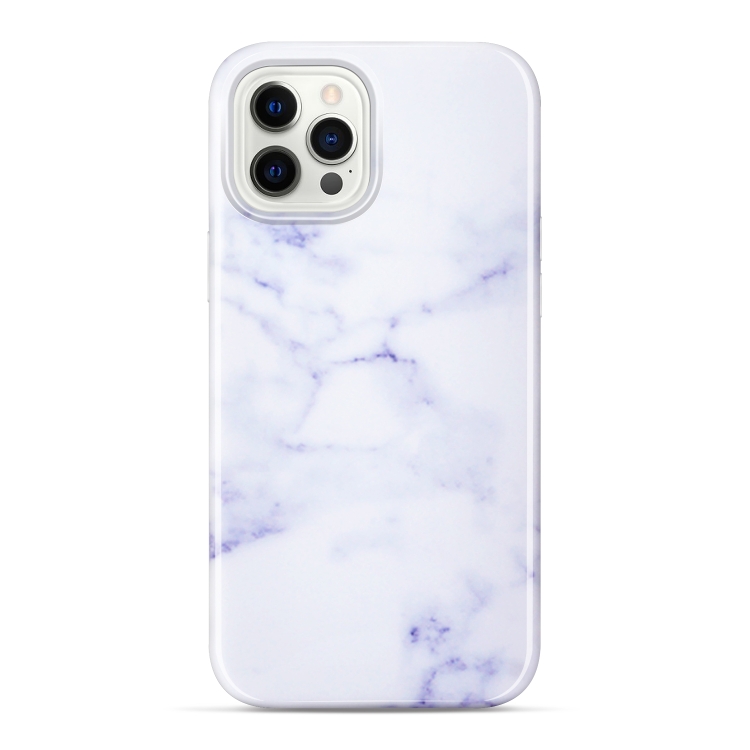 

Glossy Marble Texture Soft Protective Case For iPhone 12 Pro Max(Purple and White)