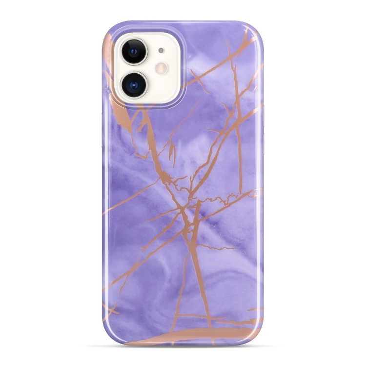 

Bronzing Marble Texture Soft Protective Case For iPhone 12 mini(Purple)
