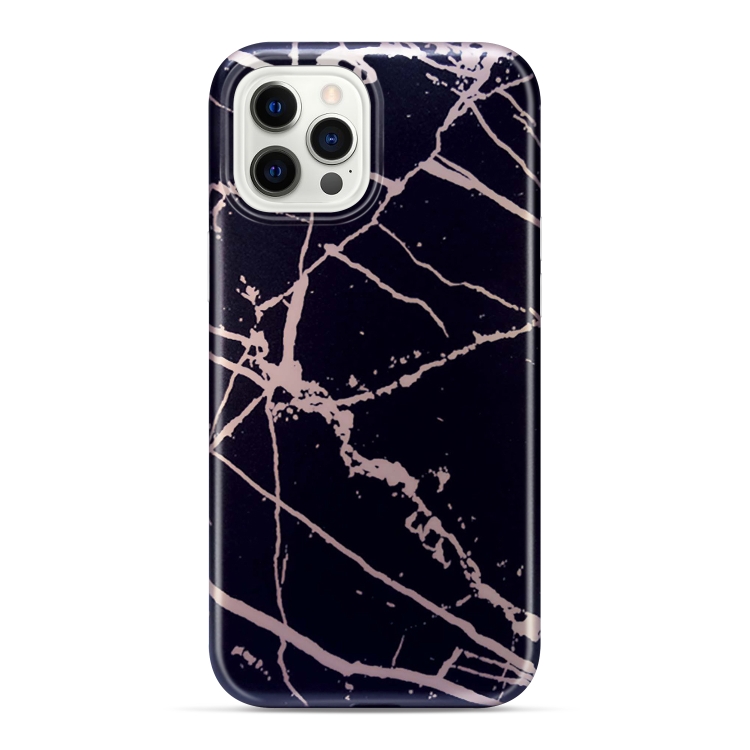 

Bronzing Marble Texture Soft Protective Case For iPhone 12 Pro(Black Pink)