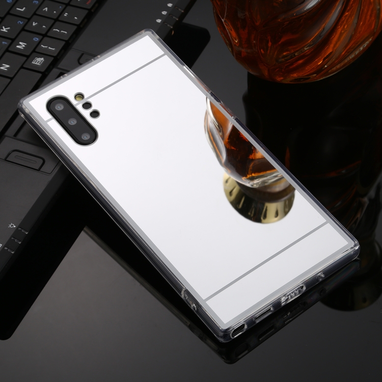 

For Galaxy Note 10+ TPU + Acrylic Luxury Plating Mirror Phone Case Cover(Silver)