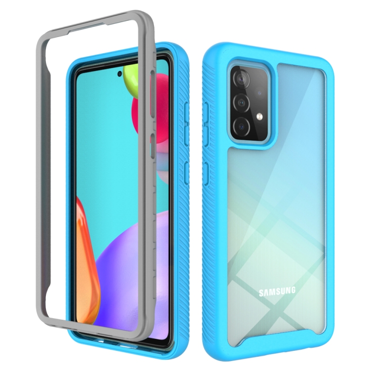 

For Samsung Galaxy A52 5G / 4G Starry Sky Solid Color Series Shockproof PC + TPU Protective Case(Sky Blue)