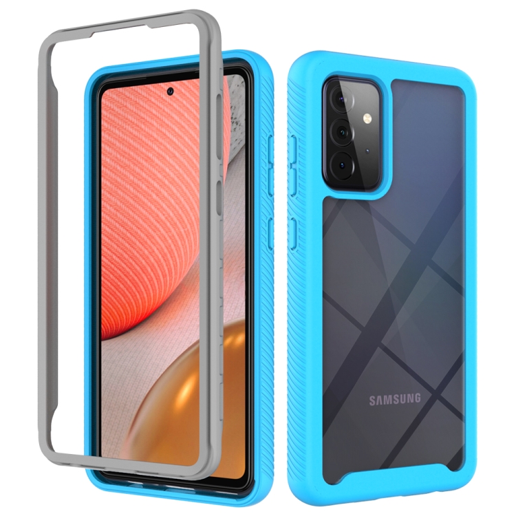 

For Samsung Galaxy A72 5G / 4G Starry Sky Solid Color Series Shockproof PC + TPU Protective Case(Sky Blue)