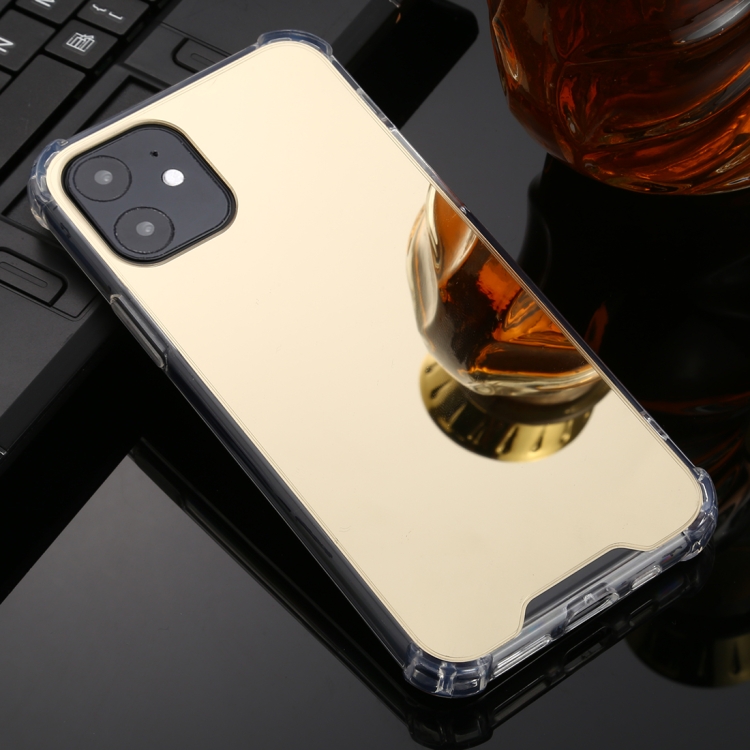 

For iPhone 11 Pro TPU + Acrylic Four Drop Luxury Plating Mirror Phone Case Cover(Gold)