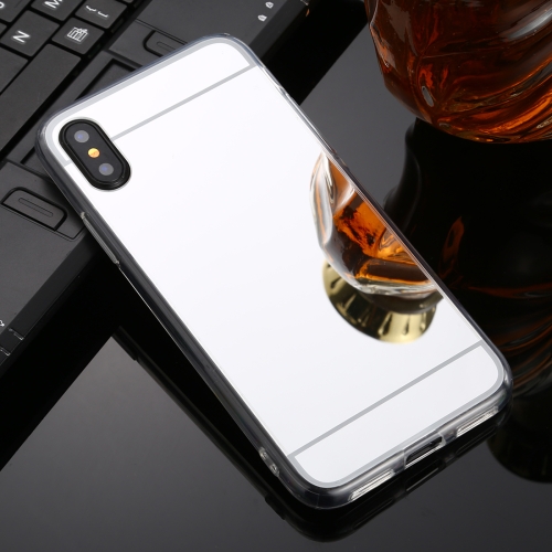 

For iPhone X / XS TPU + Acrylic Luxury Plating Mirror Phone Case Cover(Silver)