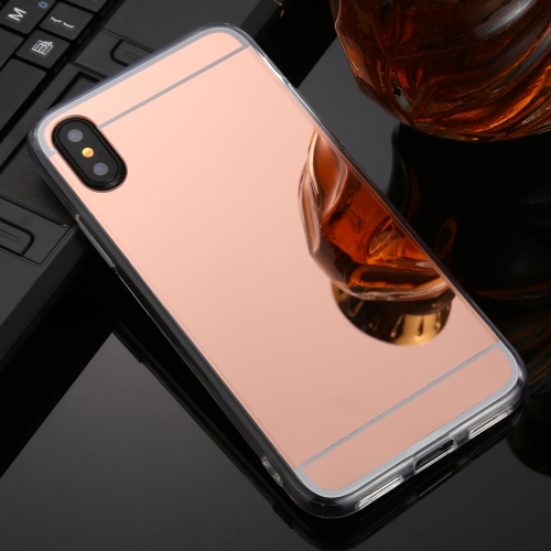 

For iPhone XS Max TPU + Acrylic Luxury Plating Mirror Phone Case Cover(Rose Gold)