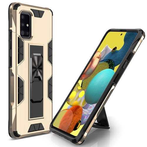 

For Samsung Galaxy A51 Soldier Armor Shockproof TPU + PC Magnetic Protective Case with Holder(Gold)