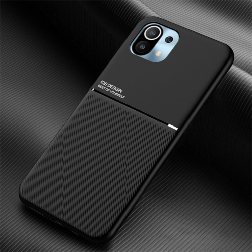 

For Xiaomi Mi 11 Classic Tilt Strip Grain Magnetic Shockproof PC + TPU Case(Black)