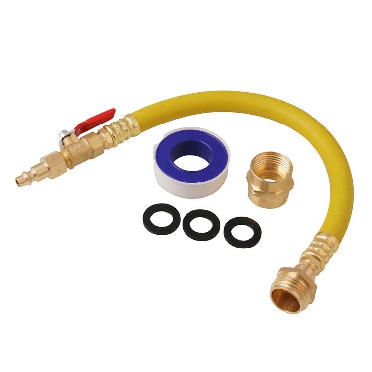 

RV Hose Kit Sprinkler Spray Adapter 15 inch Hose + 1/4 inch Industrial Plug + Switch Valve