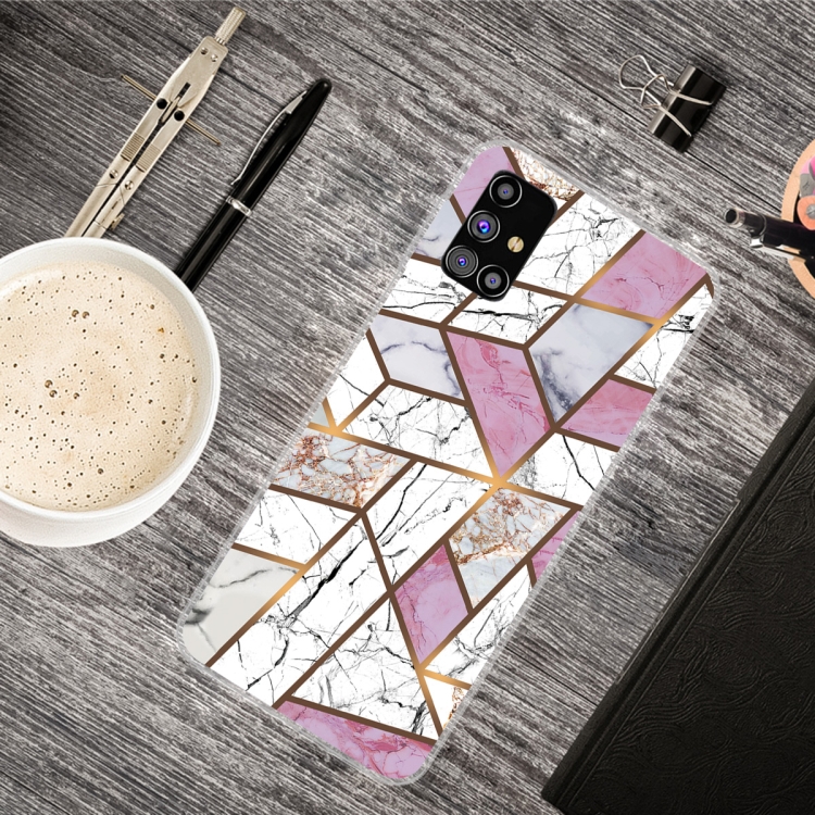 

For Samsung Galaxy M31s Marble Shockproof TPU Protective Case(Rhombus White Purple)