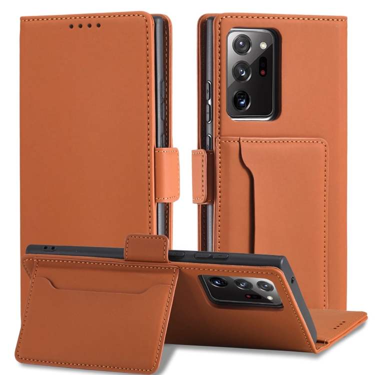 

For Samsung Galaxy Note20 Ultra Strong Magnetism Liquid Feel Horizontal Flip Leather Case with Holder & Card Slots & Wallet(Brown)
