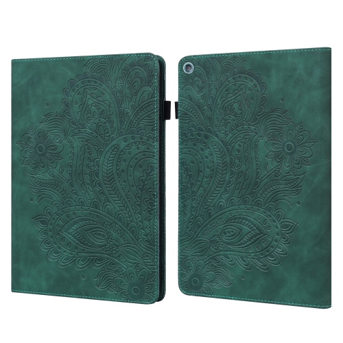 

For Amazon Kindle Fire HD 10 2016/2017/2018/2019 Peacock Embossed Pattern TPU + PU Horizontal Flip Leather Case with Holder & Card Slots & Wallet & Sleep / Wake-up Function(Green)