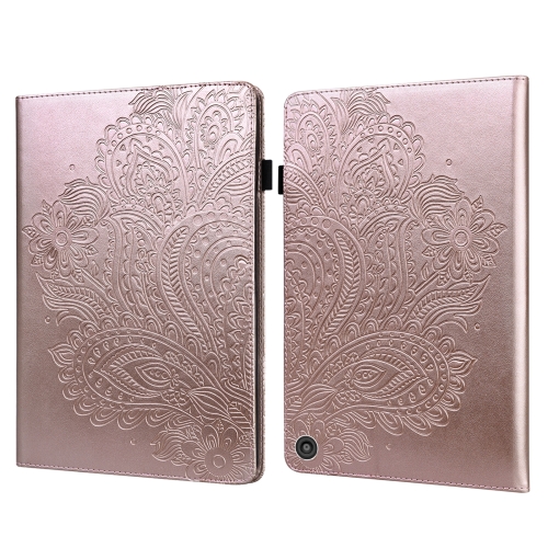

For Amazon Kindle Fire HD 8 2020 Peacock Embossed Pattern TPU + PU Horizontal Flip Leather Case with Holder & Card Slots & Wallet & Sleep / Wake-up Function(Rose Gold)