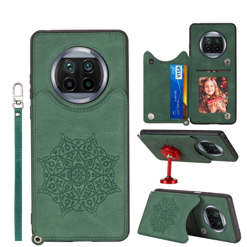 

For Xiaomi Mi 10T Lite 5G Mandala Embossed PU + TPU Case with Holder & Card Slots & Photo Frame & Strap(Green)