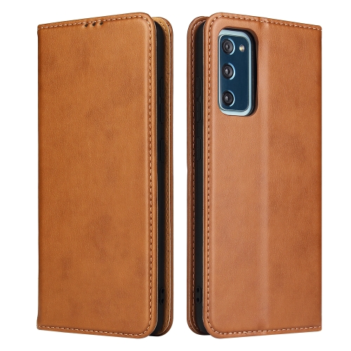 

For Samsung Galaxy S20 FE Fierre Shann PU Genuine Leather Texture Horizontal Flip Leather Case with Holder & Card Slots & Wallet(Brown)