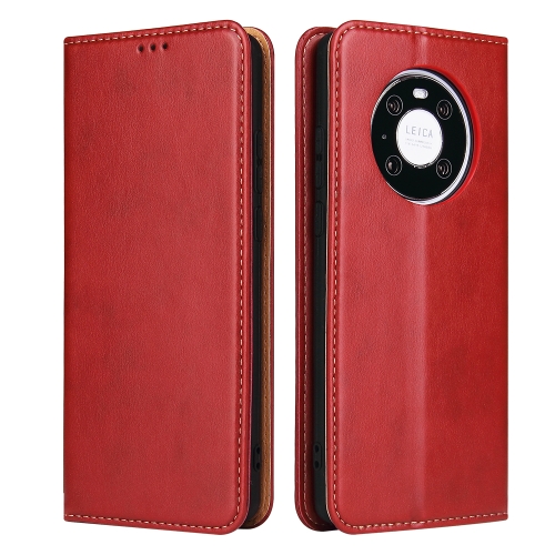 

For Huawei Mate 40 Pro Fierre Shann PU Genuine Leather Texture Horizontal Flip Leather Case with Holder & Card Slots & Wallet(Red)