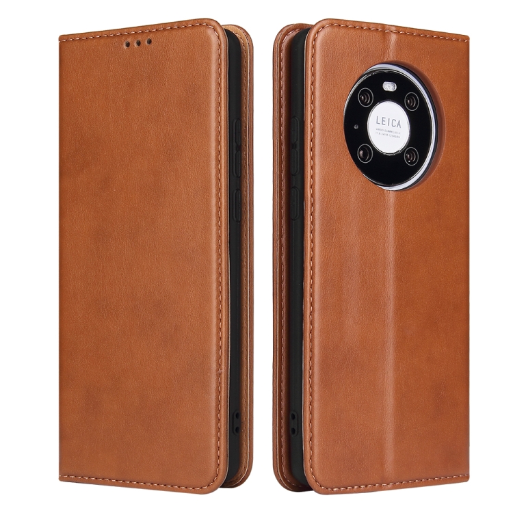 

For Huawei Mate 40 Fierre Shann PU Genuine Leather Texture Horizontal Flip Leather Case with Holder & Card Slots & Wallet(Brown)